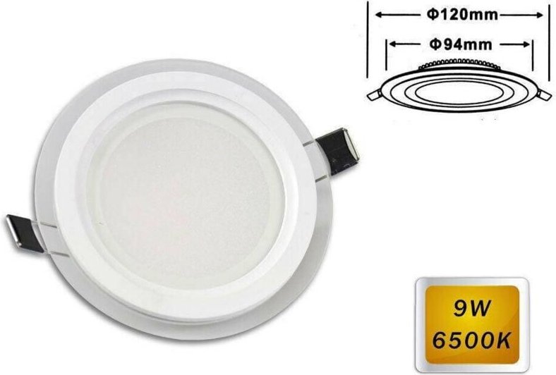 Trade Shop Traesio - Trade Shop - schlankes led-einbaupanel mit runder glaskante 9W licht 6500K 3000K 4000K P-94ET -