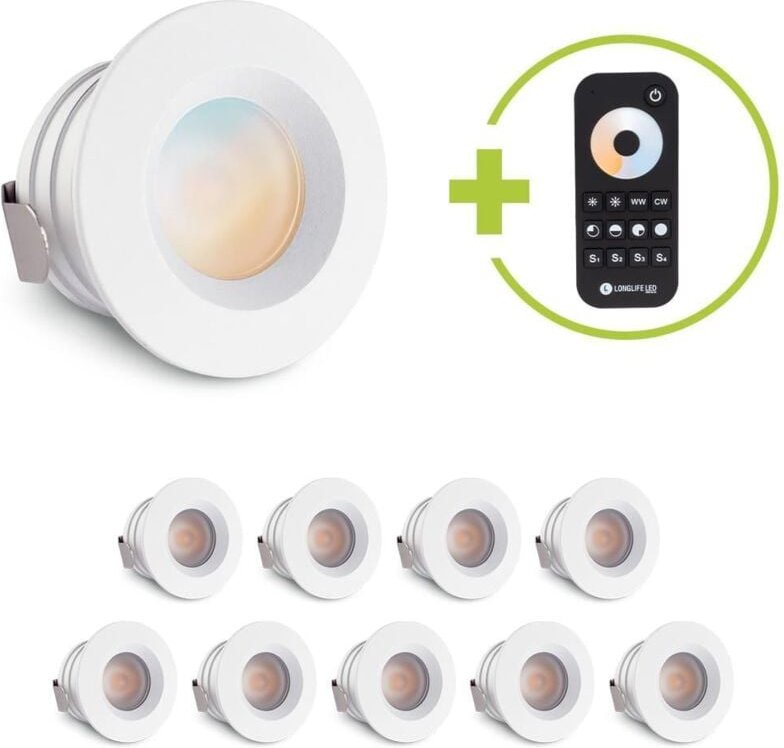 Einbaustrahler Mini flach Torino 3W CCT IP44 - Farbe: weiß - Anzahl: 10x