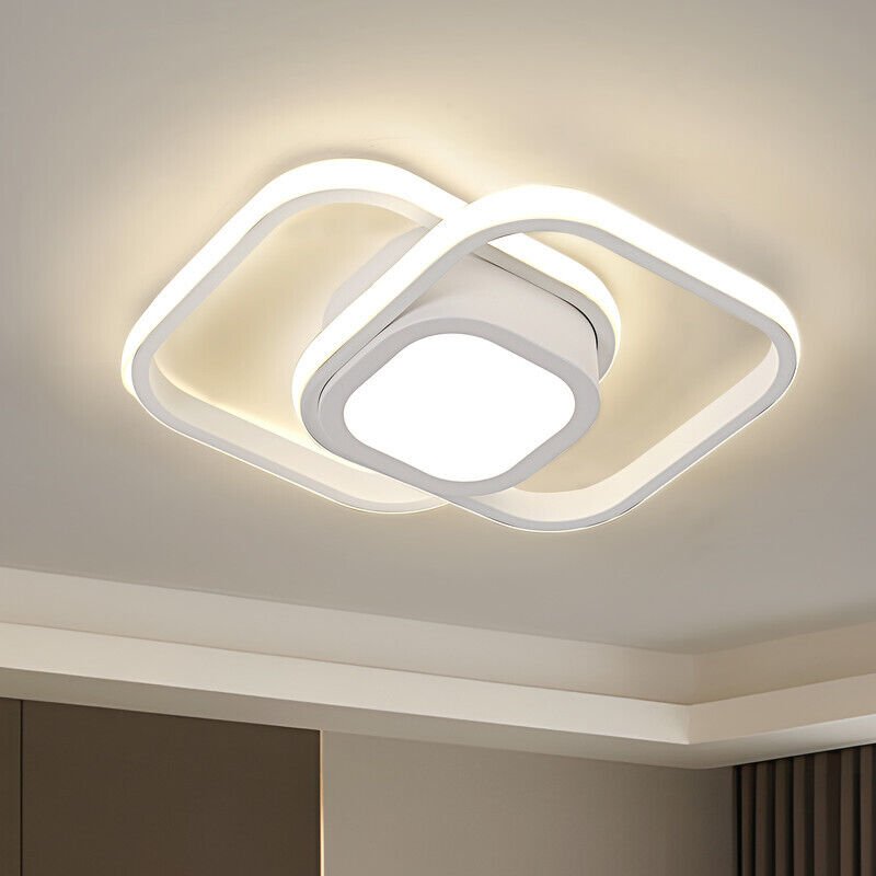 GOECO Doppelte quadratische LED-Deckenleuchte, Aluminium-Design, Weiß, 32 W, neutrales Licht 4500 K, moderne Deckenbeleu...