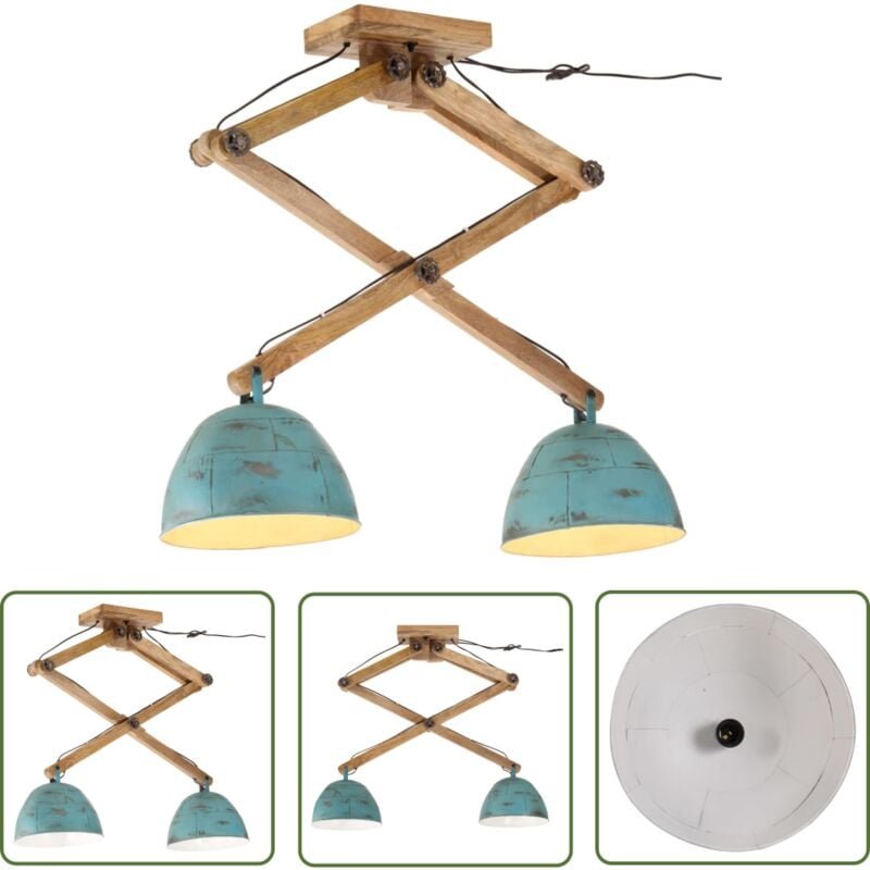 The Living Store - Deckenleuchte 25 w Blau 29x18x85 cm E27 - Dekanleuchte - Industrielampen - Hängelampe - Wohnraumbeleu...