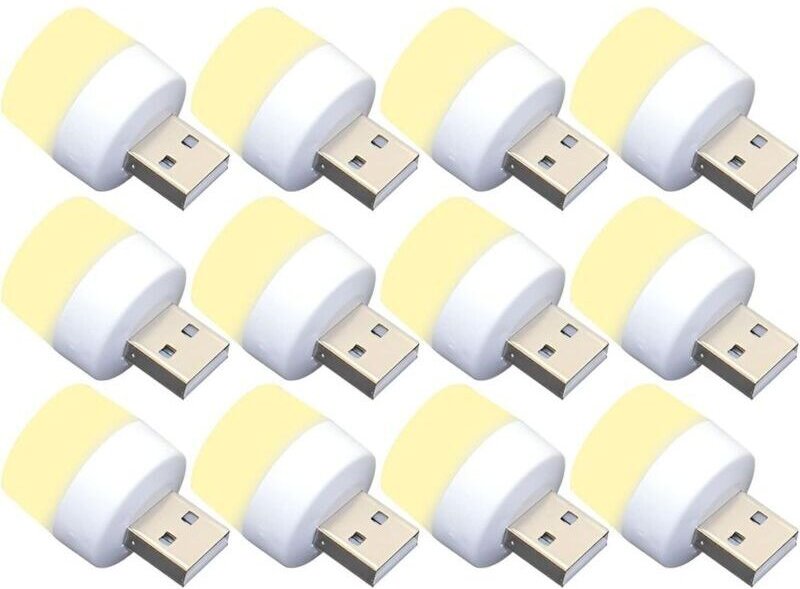 Ymyny - 12er-Pack Mini-USB-LED-Nachtlichtbirnen, kein Lichtsensor, warmweiß, kompakt, ideal für Schlafzimmer, Badezimmer...
