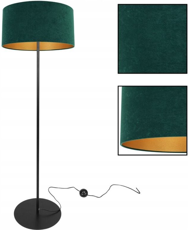 Stehlampe, Dreibein, Chrom, Samtlampenschirm