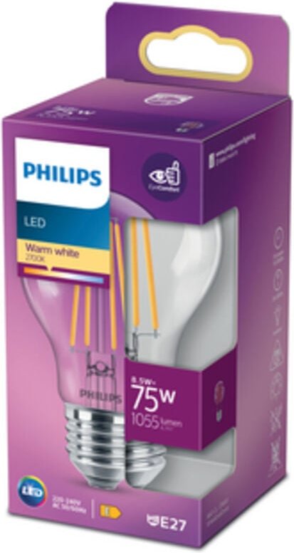 Philips LED-Lampe 8,5W E27 Filament