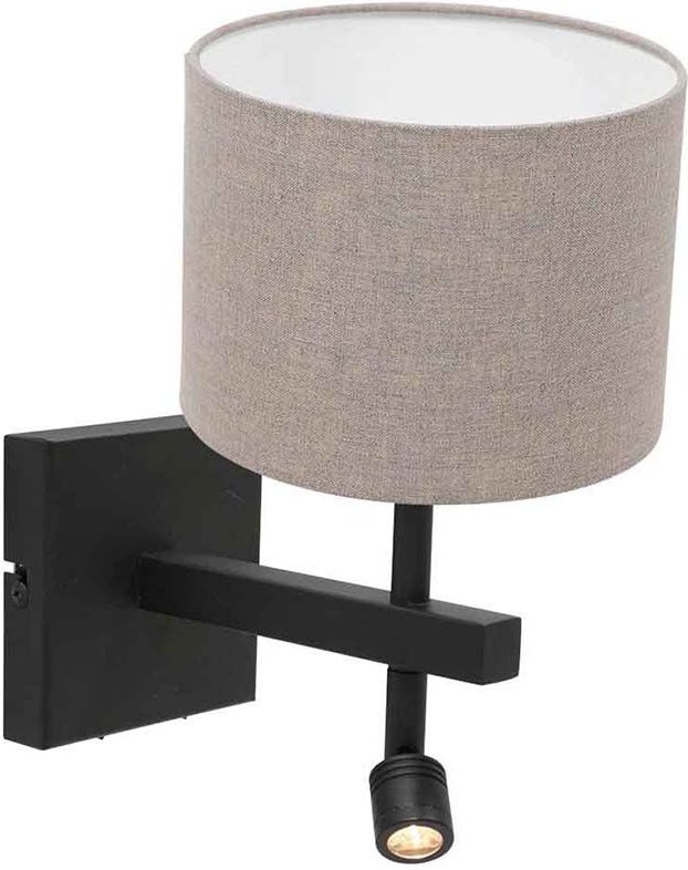 Wandleuchte - Stang - schwarz - leinen metall - - Steinhauer