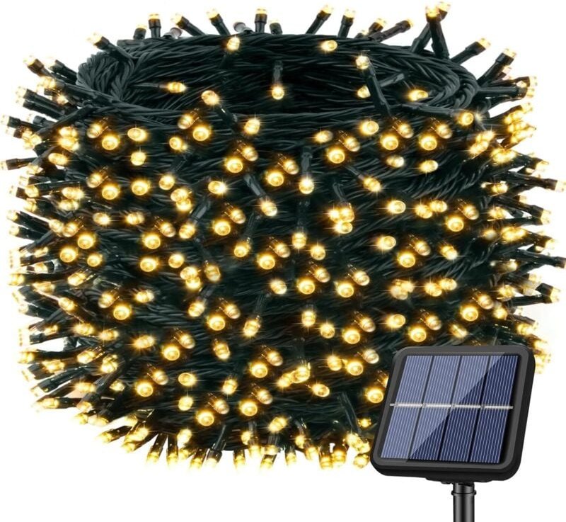 Solar-Lichterkette für draußen, 22 + 2 m, 200 LEDs, IP65 wasserdicht, Solar-Lichterkette für draußen, 8 Modi, Solar-Lich...