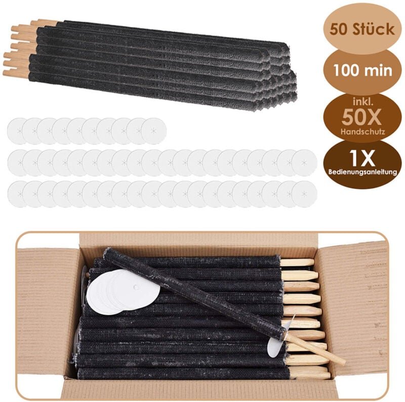 Fackeln Wachsfackel 50 Stück Brennzeit 90 Min Extra Langem Griff Gartenfackeln