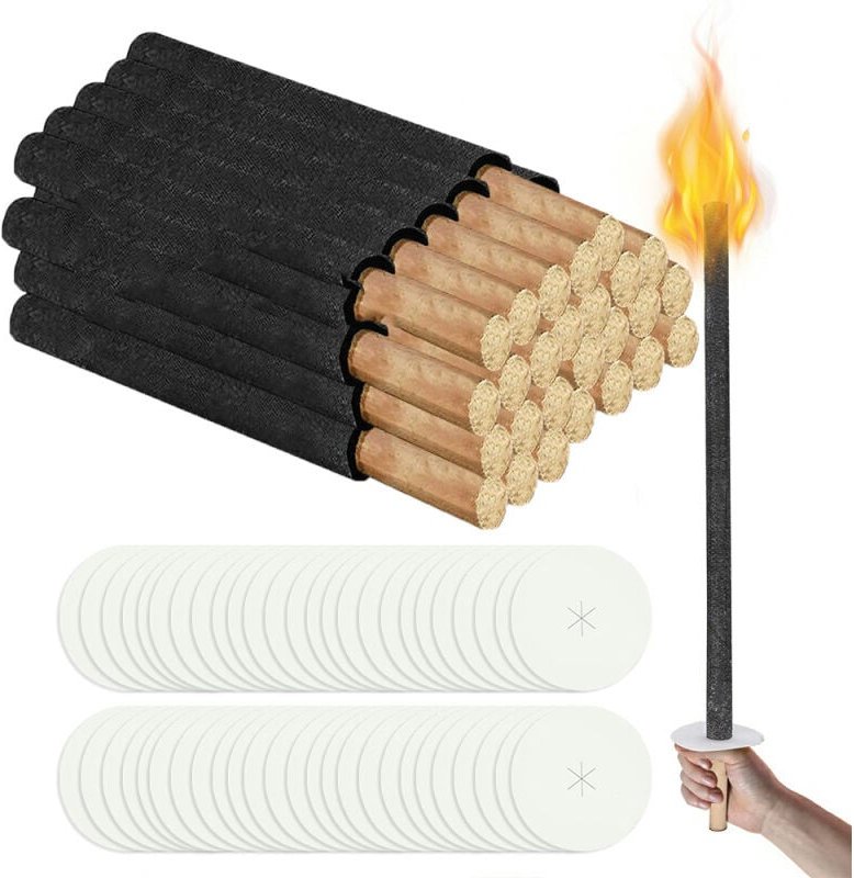 Fackeln Gartenfackeln Fackelfeuer Hochwertige Garten-Fackeln Profi Wachsfackeln Deko 45 Min 50x - Swanew