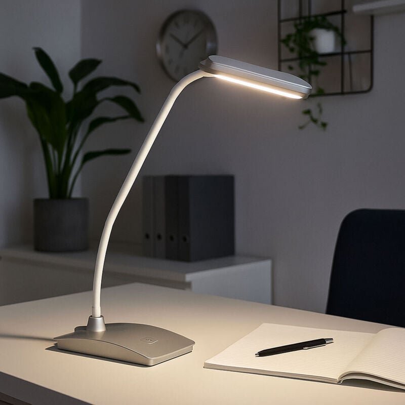 LED Tischlampe Touchdimmer 3 Stufen Nachttischlampe weiß verstellbar, 5W 450lm warmweiß, LxBxH 16,5x10,8x58 cm