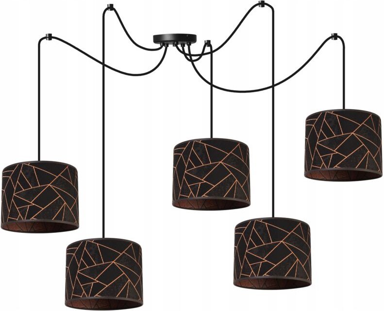 Decken-Hängelampe, Lampenschirm mit Spinnenmuster, Kupfer