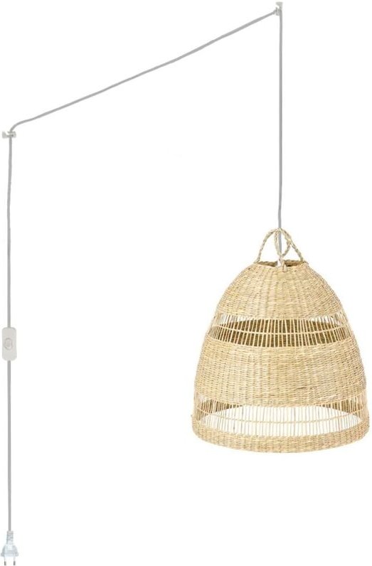 Barcelona Led - Pendelleuchte aus Korbgeflecht "Ikken" mit Schalter und Stecker