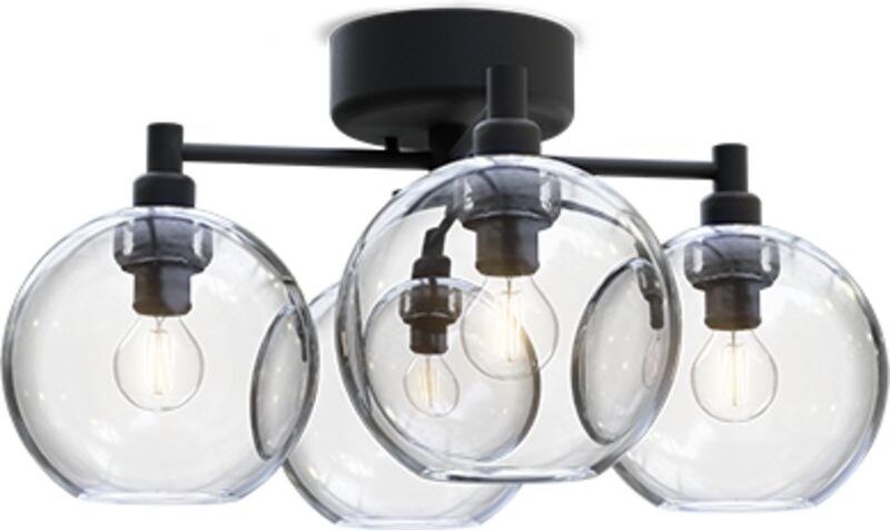 Gloria Globe Deckenleuchte Schwarze Struktur, Klarglas 4x E14