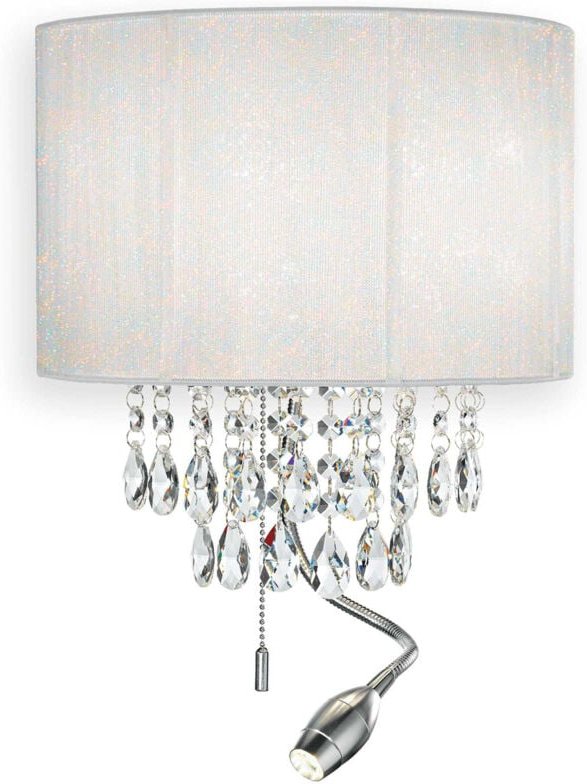 Opera - led 3 Light Innenwandleuchte Chrom, Kristalle und weißer Farbton, E14 - Ideal Lux