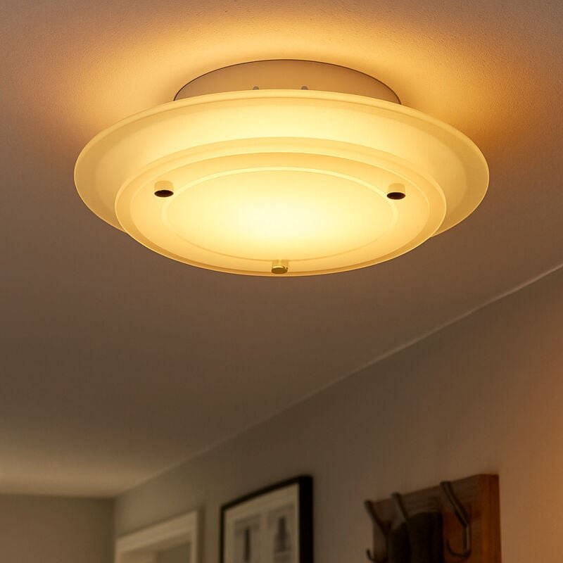 Deckenleuchte Wohnzimmerlampe Glas lackiert Deckenlampe, Metall, 1x led warmweiß, d 22 cm