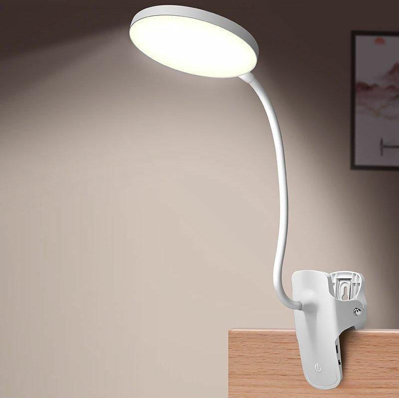 Leselampe, Leselampe Schreibtischlampe mit Klemme Einstellbarer Helligkeitsmodus Flexibel zum Lesen/Arbeiten/Reisen