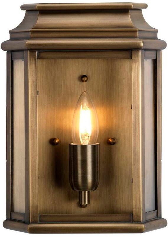 Elstead - Wandlampe Außenleuchte Laterne 1 Flammig Messing Glas IP44 h 30,5 cm 1x E27