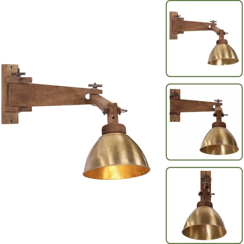 Holzlampe - vidaXL Wandleuchte 25 W Antik-Messing E27 - Wandbeleuchtung