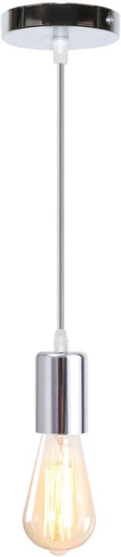 E27 Lampenaufhängung Mit Kabel Retro Lampenfassen 100CM Metall Lampenfassung Deckenbefestigung Silber