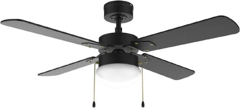EnergySilence Aero 450 FullBlack Deckenventilator de 50 w 42' mit Licht, 3 Geschwindigkeiten, 4 umkehrbaren Flügeln und ...