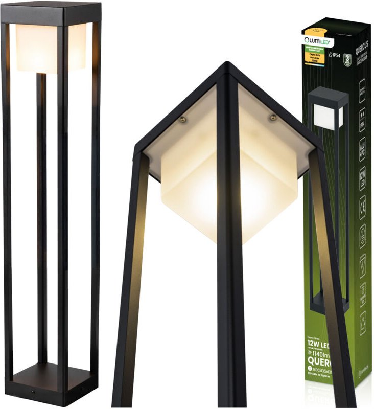 Gartenleuchte für den Außenbereich, stehend, LED, 12 W, 3000 K, 80 cm, Schwarz, QUERCUS LUMILED