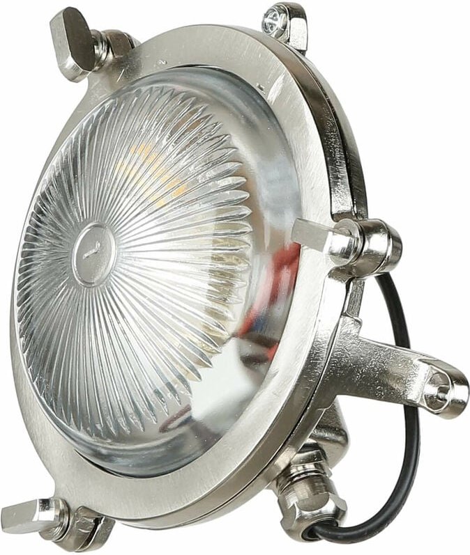 Licht-erlebnisse - Wandleuchte außen Messing Glas Maritim ø 14 cm IP44 Außenlampe