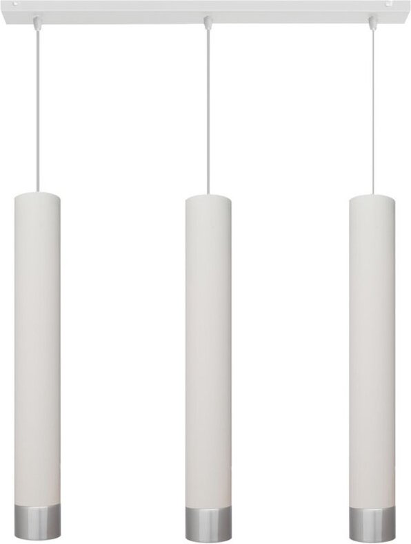 Tuba Straight Bar Pendel-Deckenleuchte Weiß, Chrom 60cm - Helam