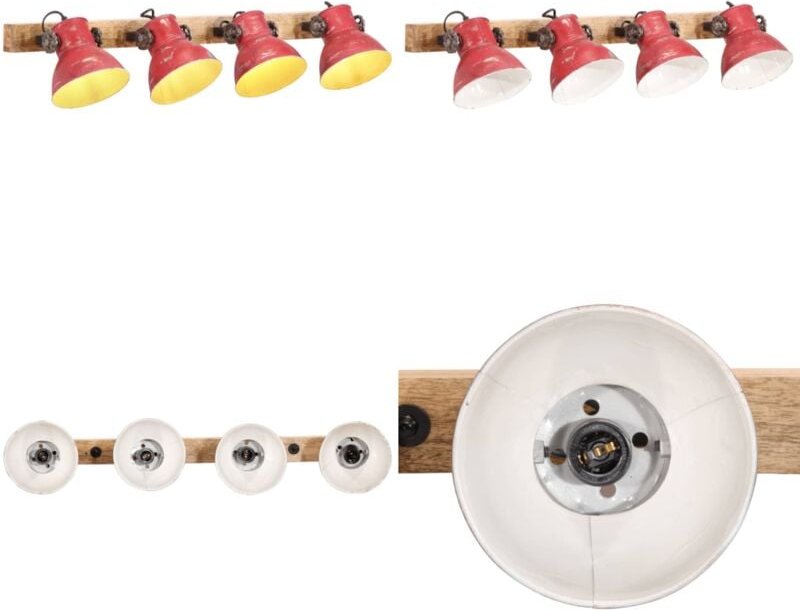 Wandleuchte 25 w Rot 90x25 cm E27 - Industrielampen - Wandleuchten - Vintage Beleuchtung - Retro Design - Holzmöbel - Ho...