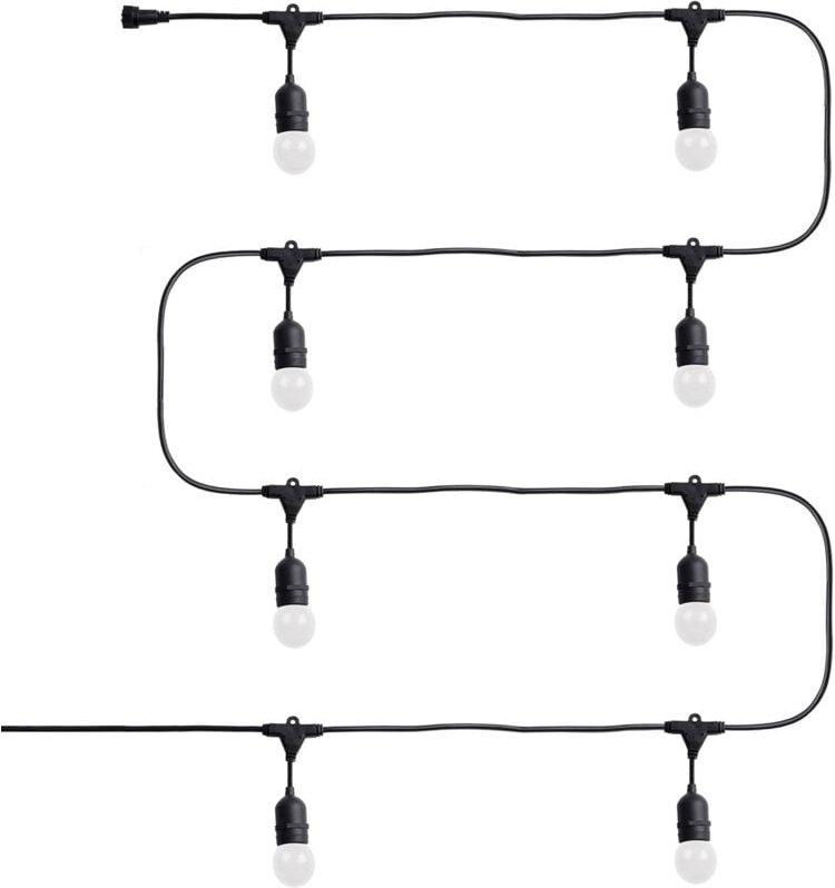 Efectoled - Set Girlande Waterproof 5.5m Schwarz + 8 LED-Glühbirnen E27 G45 3W Farbig Mehrfarbig