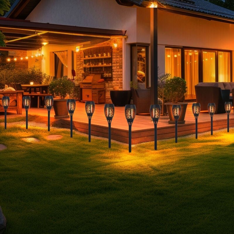 Solar Flammen Fackeln Gartenleuchte Solarlicht im Freien Solarfackeln für Außen Flamme Solarleuchten Fackel für Außen, F...