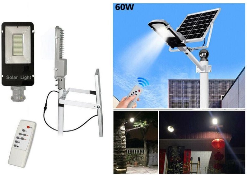 Thumbnail - Trade Shop Traesio - Trade Shop - LED-Straßenlaterne 60W Kaltlicht mit Solarpanel und Halterung FB660 -