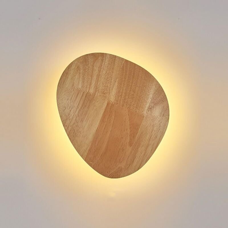Wandleuchte aus Holz, ovale LED-Wandlampe, nordische geometrische Wandleuchte, Nachttisch-Wandleuchten, Warmweiß 3000 k,...