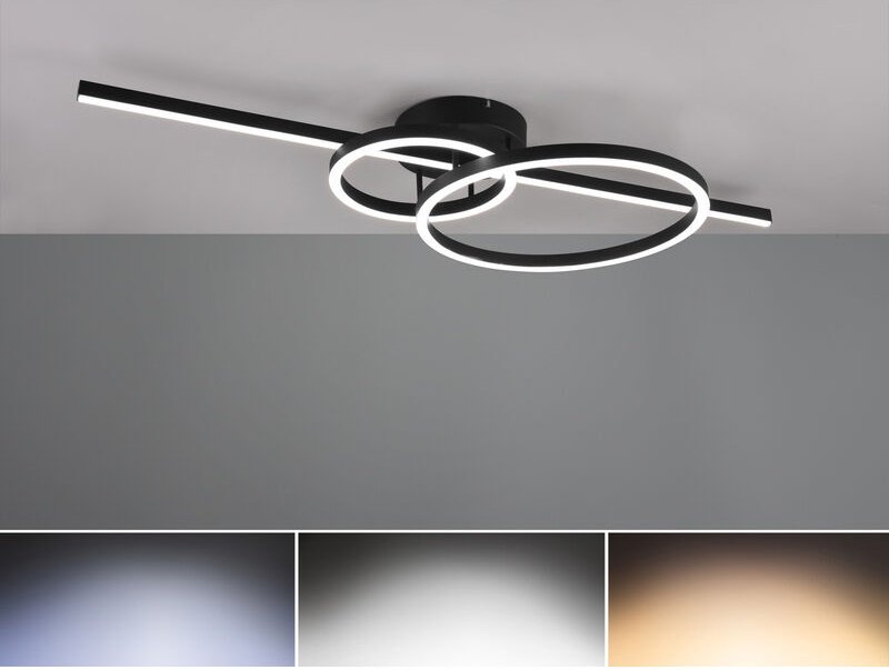 Led Deckenleuchte montilla Schwarz Fernbedienung dimmbar, Breite 100cm