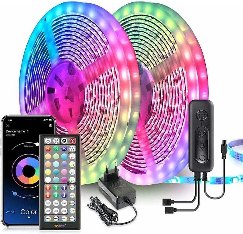 Thumbnail - LED-Streifen, 20 m ultralanger LED-Lichtstreifen 5050 RGB-LED, gesteuert über APP-Fernbedienung, Synchronisierung mit Mu...