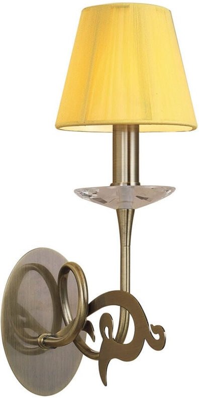 Inspired Mantra Acanto Wandleuchte mit Schalter, 1 Licht, E14, antikes Messing mit bernsteinfarbenem, cremefarbenem Schi...