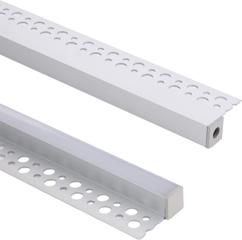 Aluminiumprofil Integrierung in Gips/Pladur für LED Streifen bis 8 mm Aluminium 10 m Schwarz transluzent