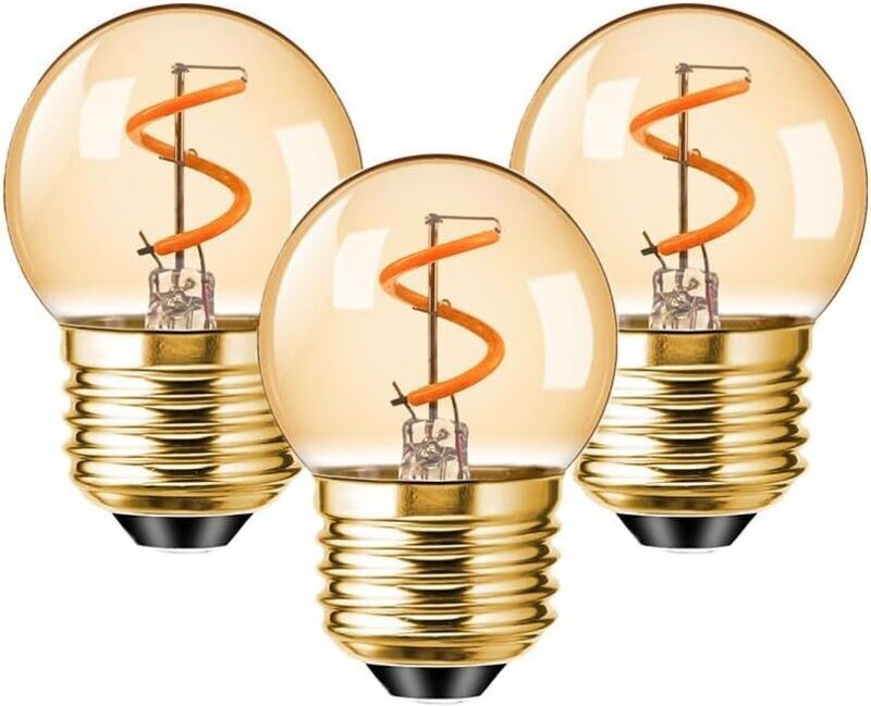 Vintage E27 LED-Glühbirne, 1,5 W, G40-Glühbirne, bernsteinfarben, dimmbar, Edison-Schraubfassung, warmweiß (2200 K), ent...