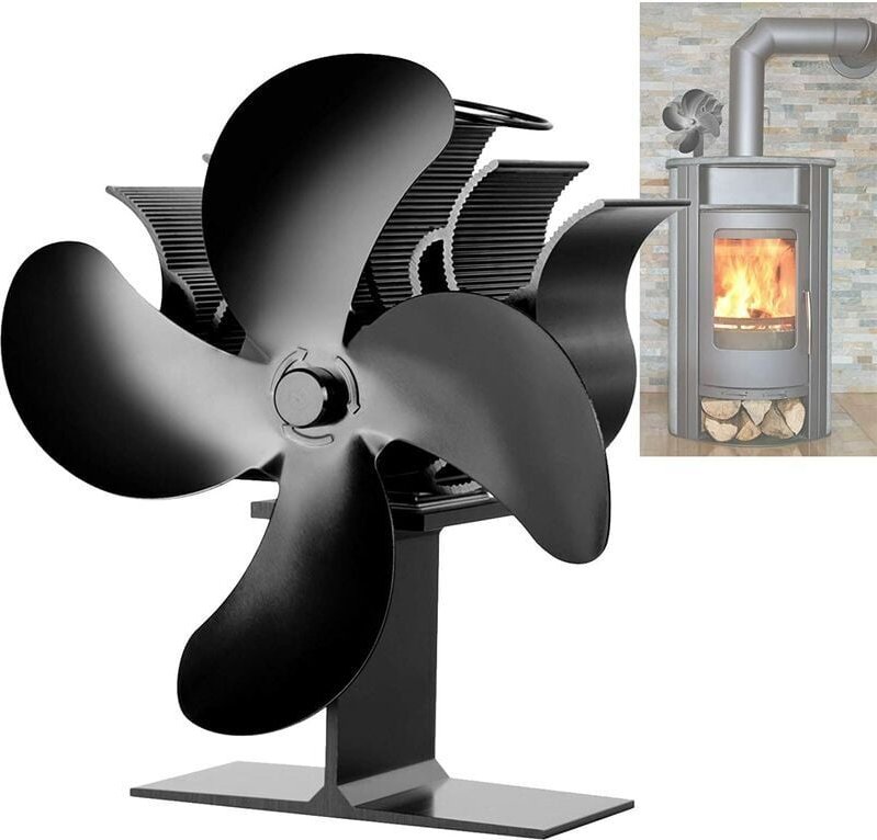 Ventilateur de poêle à bois, petite taille, 4 pales, fonctionnement silencieux