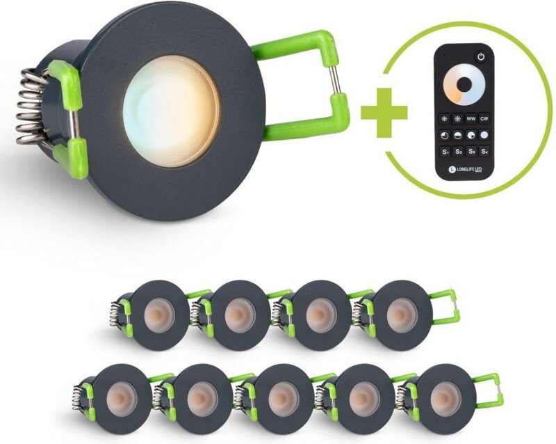 Einbaustrahler Mini Livorno 3W CCT 2700K-6500K IP65 - Farbe: anthrazit RAL 7016 - Anzahl: 10x