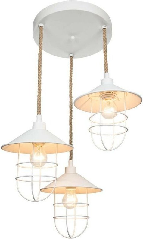 Bulut Pendelleuchte ASZ0632 3 Lichter weißes Metall und Seil