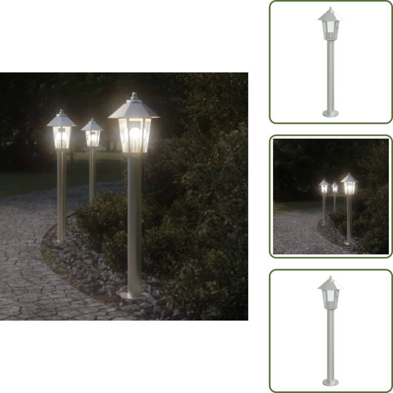 Thumbnail - Wegeleuchte Silbern 80 cm Edelstahl - Outdoor-Beleuchtung - Gartenlampe - Edelstahl Lampe - LED-Lampe - Wetterfeste Bele...