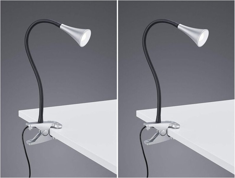 Reality Leuchten - led Klemmleuchten 2er set 1 flammig Schwanenhalslampe in Silber/Schwarz