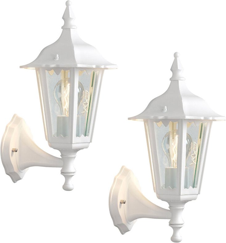 Konstsmide - 2er-Set stehende Wandleuchten firenze, E27, Aluminium weiß, Höhe 36 cm