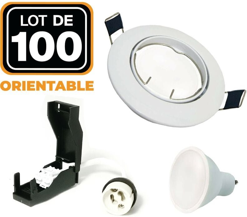 Europalamp - 100 Einbaustrahler schwenkbar weiss GU10 led 5W eqv. 40W Kaltweiß 6000K