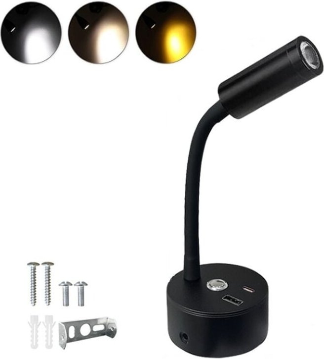 2er LED Leselampe 12V Wohnmobil, Touch Dimmbar 3000K-6000K einstellbare Helligkeit, 360° Flexible Schwanenhals Bettlampe...