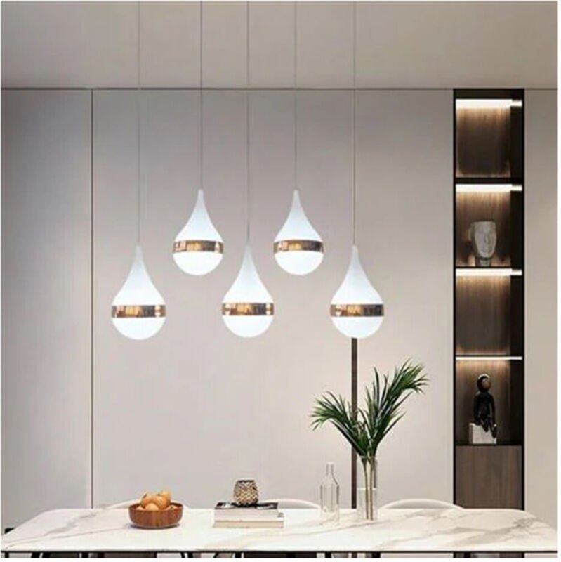 Thumbnail - Trade Shop - LAMPADARIO LED DA SOFFITTO MODERNO CON DESIGN A 5 GOCCE ORO 53W LUCE FREDDA 6500K LP-44OF -