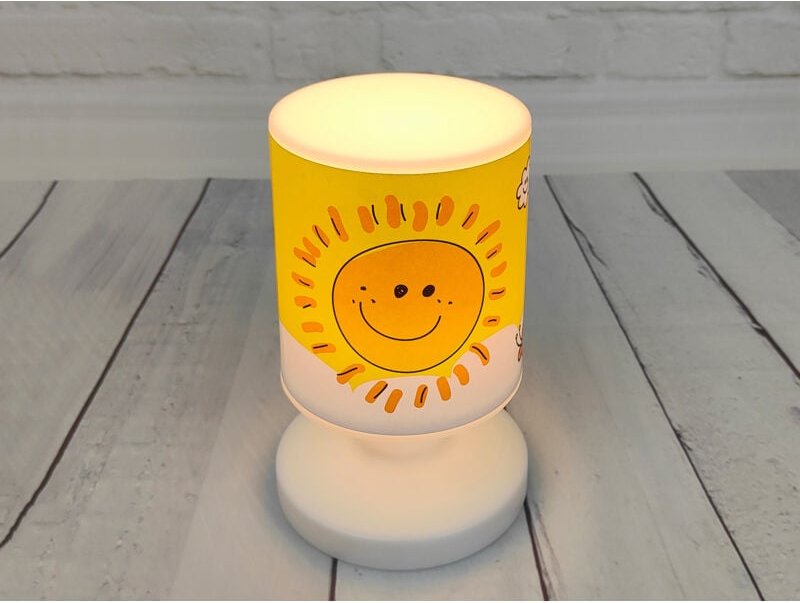 Led Akku Tischleuchte Motiv Sonne und Schmetterling per usb aufladbar, Höhe 20cm