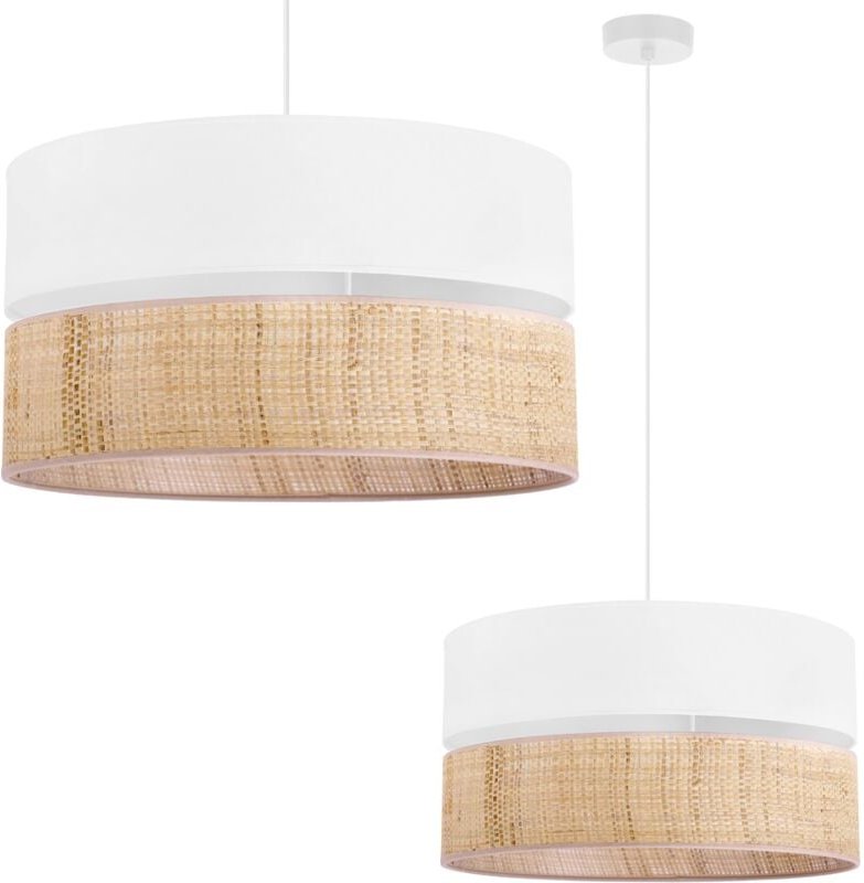 Thumbnail - Rattan Duo Hängelampe Weiss Rattan Lampenschirm Weiss