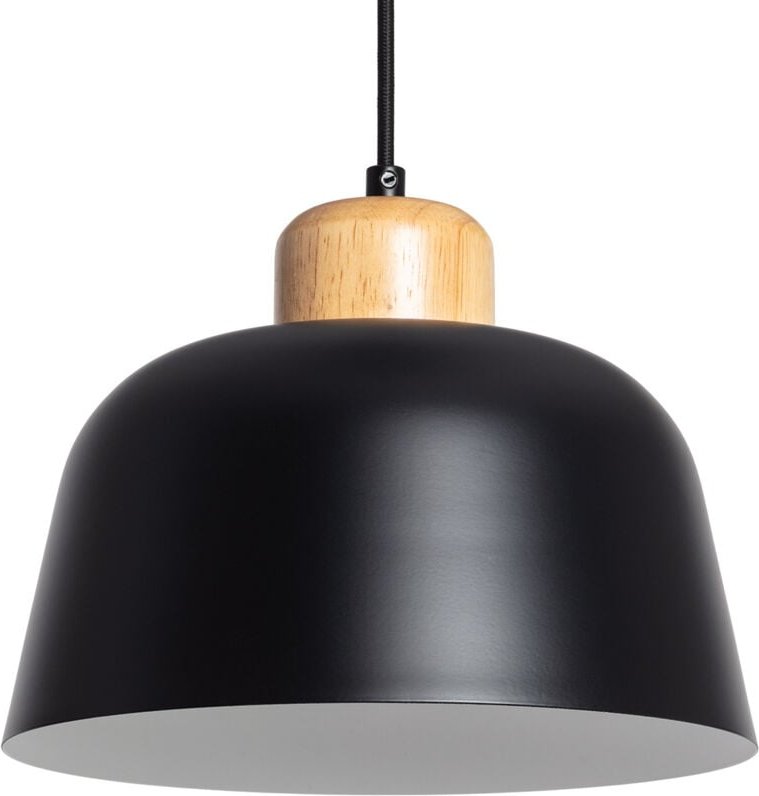 Pendelleuchte aus Metall und Holz Wawak Schwarz