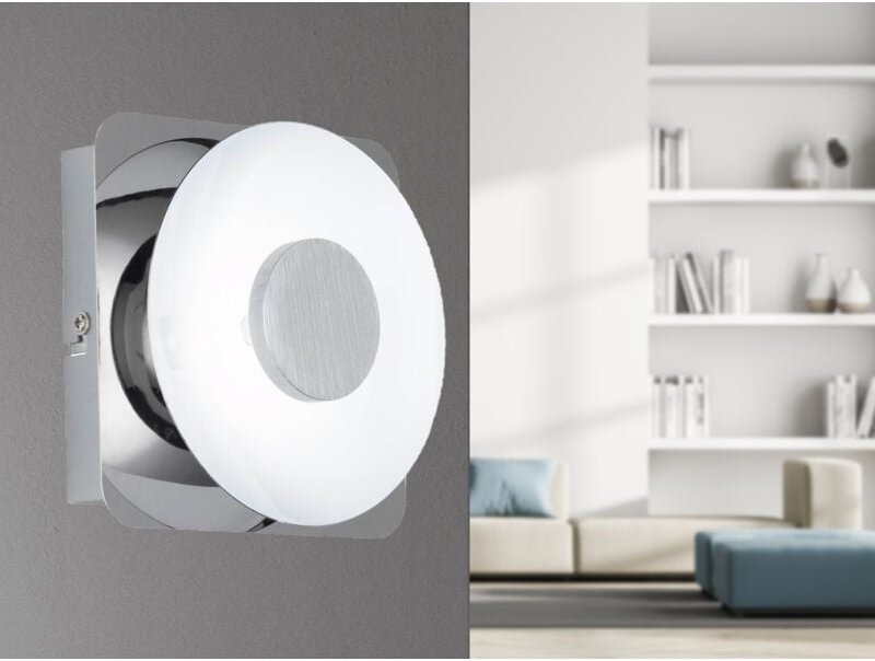 Led Wandleuchte space Silber Chrom mit Glas, Höhe 14cm