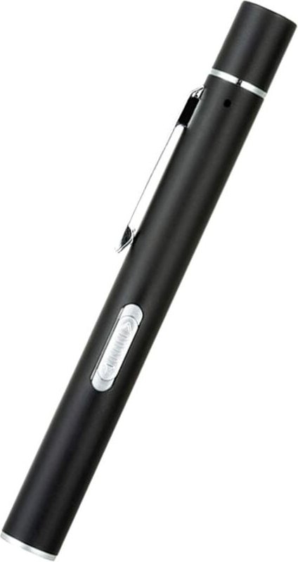 Wiederaufladbare USB-Mini-Taschenlampe mit 2 LED-Lichtquellen, Taschenclip (Schwarz)