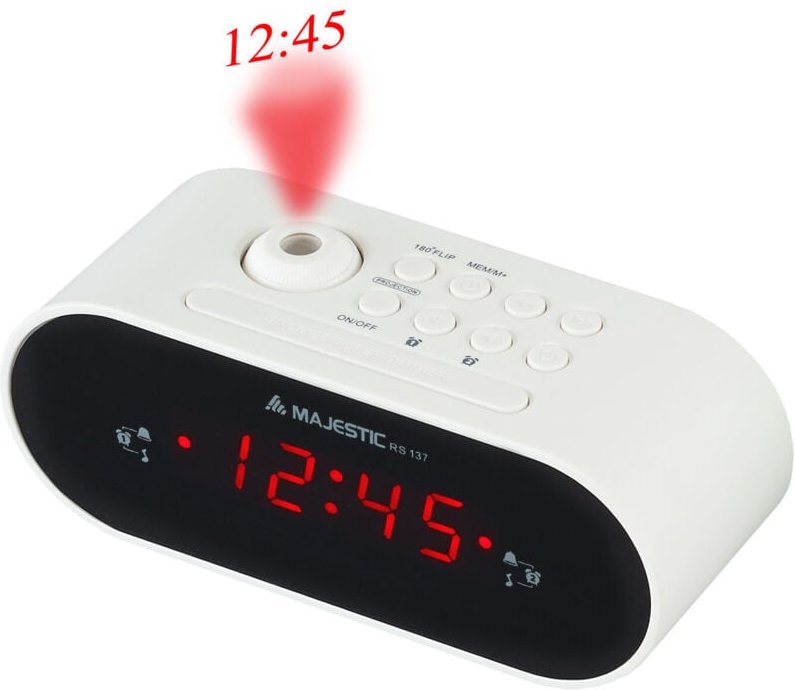 New Majestic RS-137 Digitaler Wecker Schwarz, Weiß